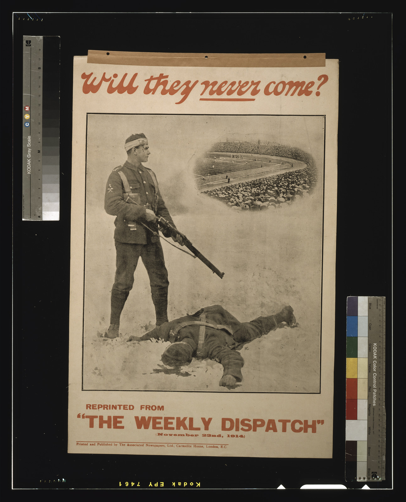 Will they never come? / printed and published by The Associated Newspapers, Ltd., Carmelite House, London, E.C., London : Associated Newspapers, Ltd., 1914. — vintage poster