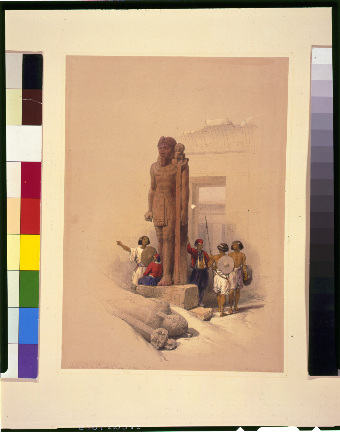 Colossus in front of Temple of Wady Saboua--Nubia / David Roberts, R.A., [published between 1846 and 1849] — antique lithograph