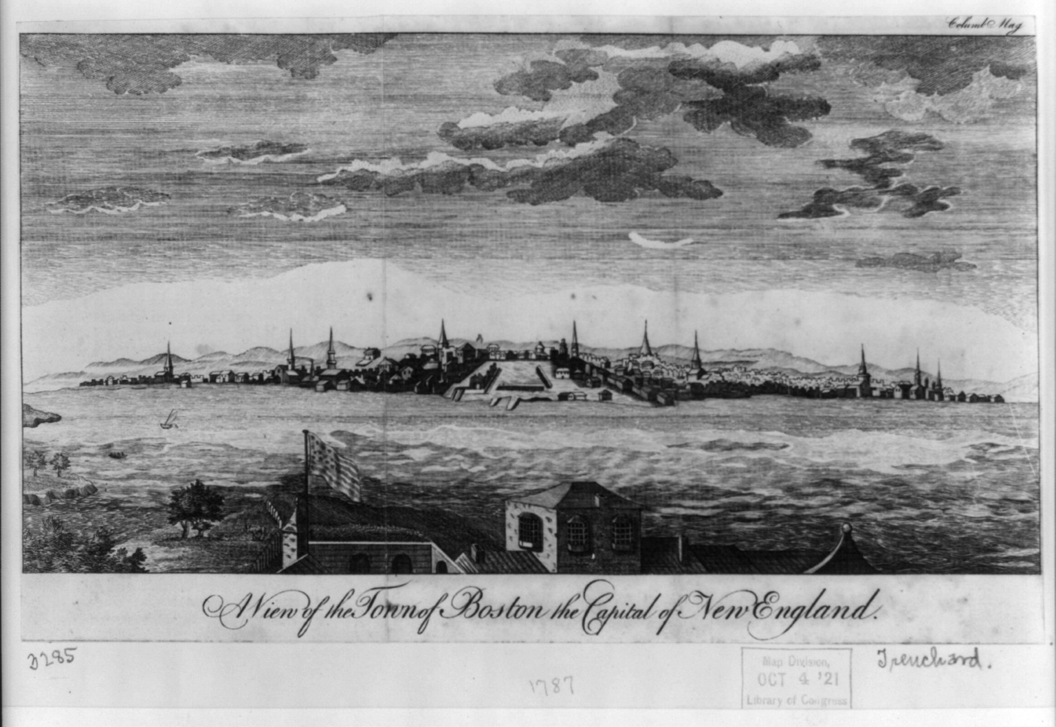 A view of the town of Boston the capital of New England, [1787] — historic print
