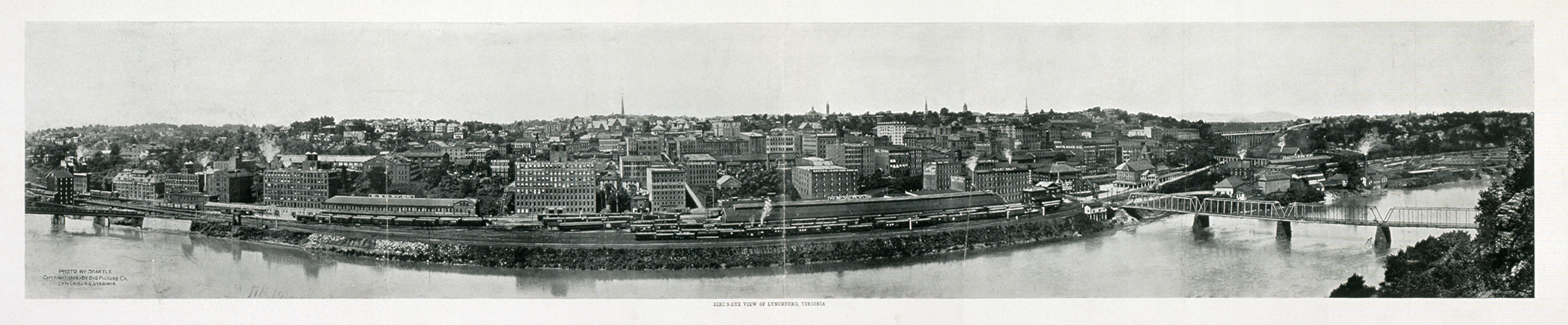 VA 1908 Bird's eye view of Lynchburg PHOTO, 1908 — historic image