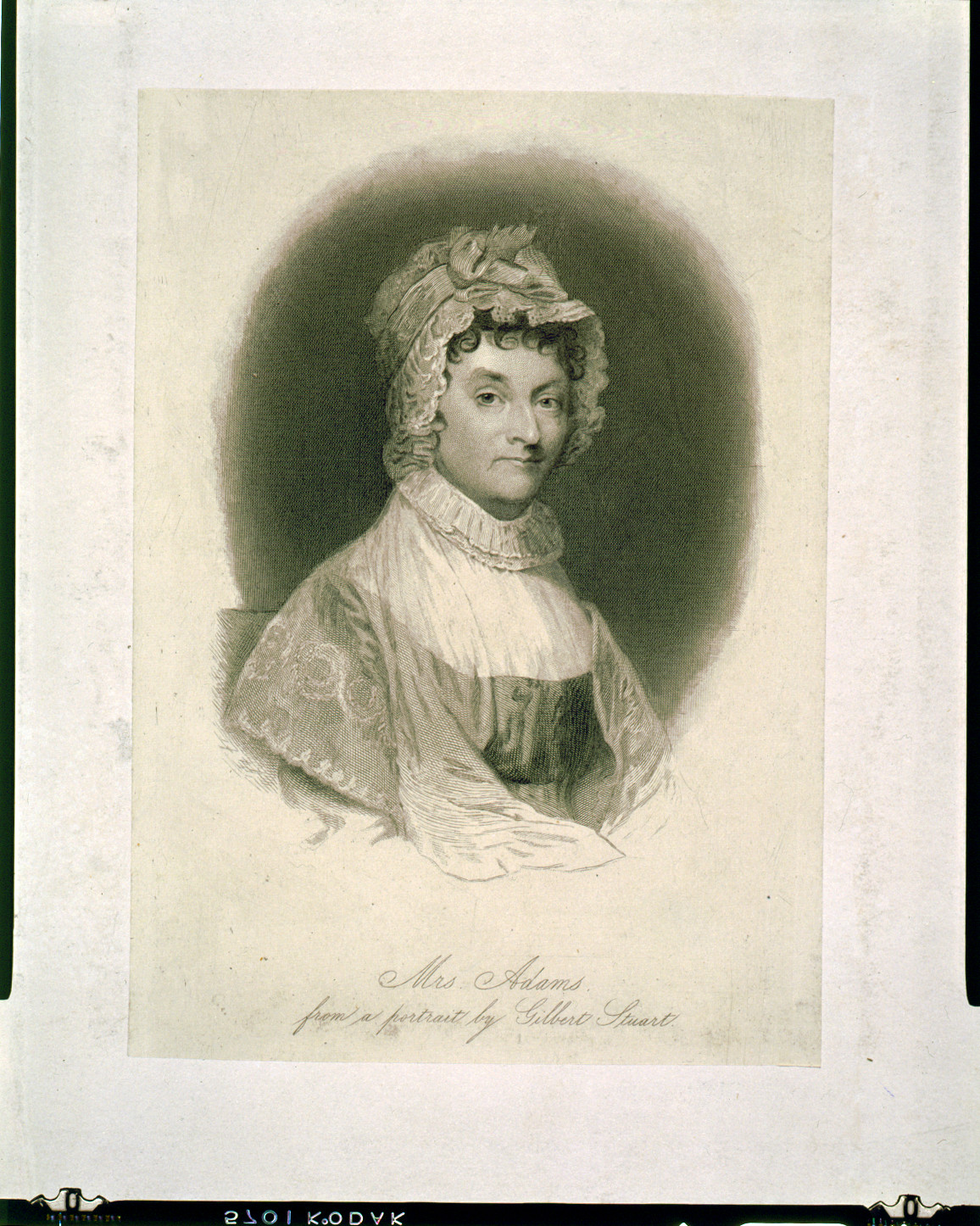 Mrs. Adams / from a portrait by Gilbert Stuart., [between 1830 and 1860(?)] — antique engraving