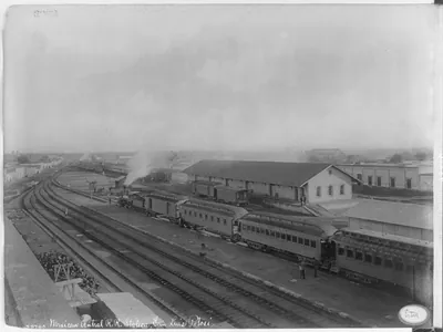 [Mexico - Railroad scenes: Mexican Central Railroad Station, San Luis Potosi]