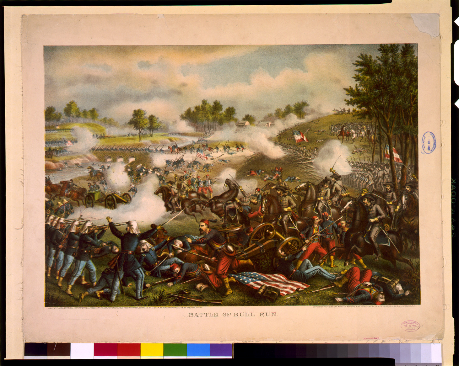 Battle of Bull Run--July 21st 1861--Federal (Gen. McDowell) ... Confederate (Gen. Beauregard) ..., c1889, c1890. — antique lithograph