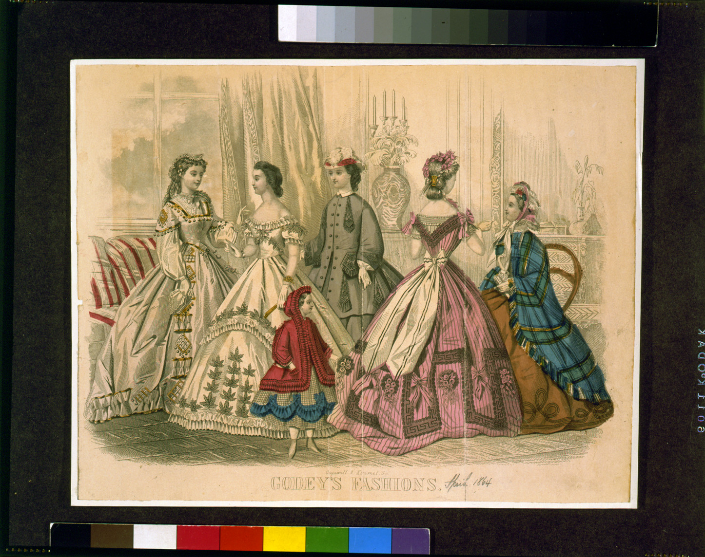Godey's fashions / Capewell & Kimmel, sc., [1864 April] — antique engraving