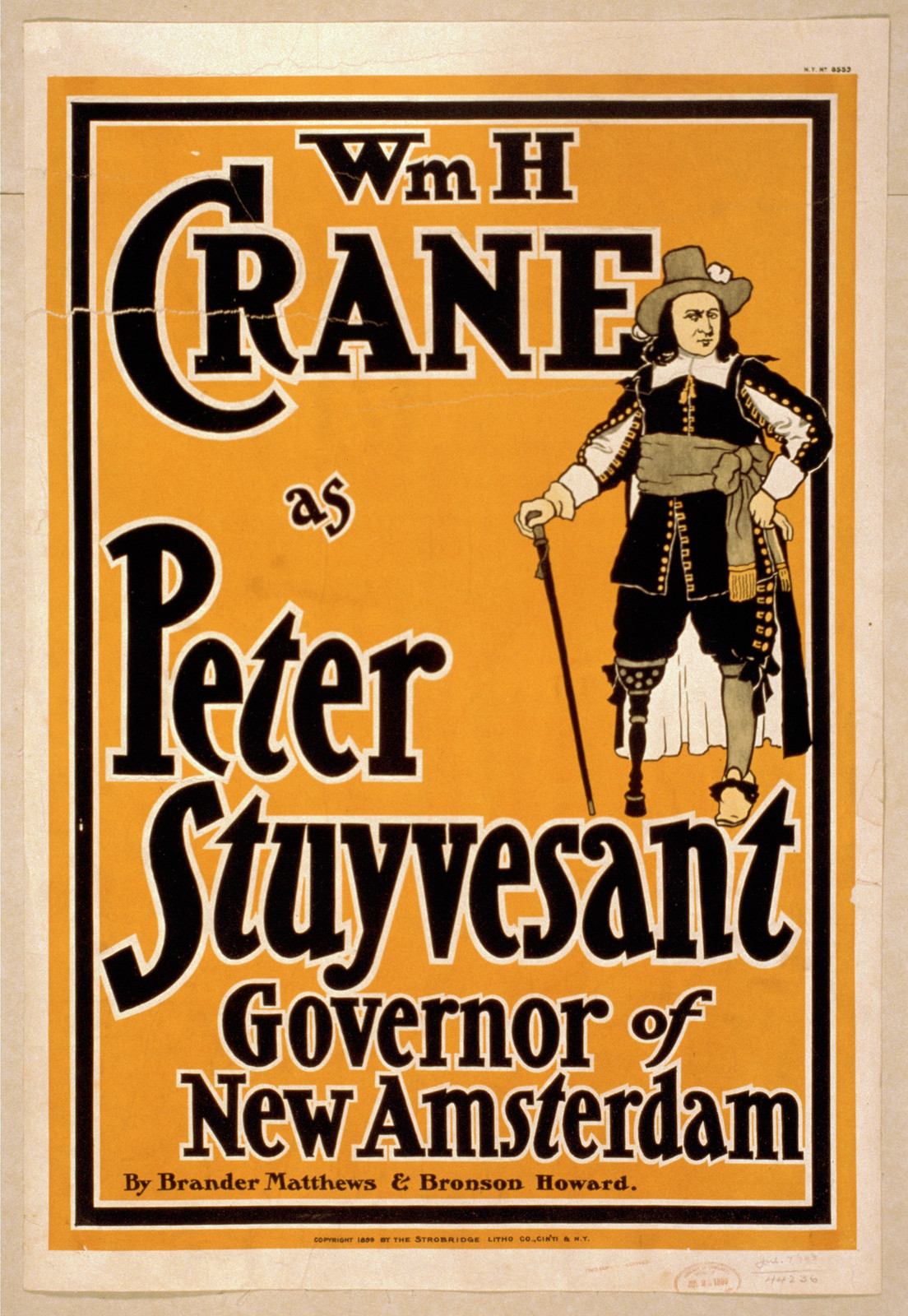 Wm H Crane as Peter Stuyvesant theatre poster — vintage poster
