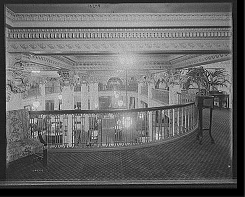 [Hotel Utica, a mezzanine view, Utica, N.Y.], [between 1905 and 1915] — historic photograph