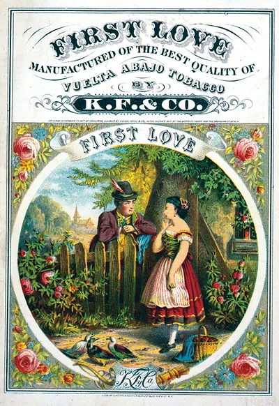 First Love tobacco label by K.F. & Co., Vuelta Abajo