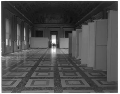 [Library of Congress interiors, 1958: South Gallery, 2nd floor; marble floor after repair; view from south]