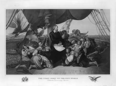 The first sight of the new world - Columbus discovering America