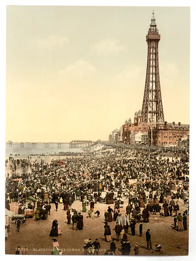 The tower with beach Blackpool England