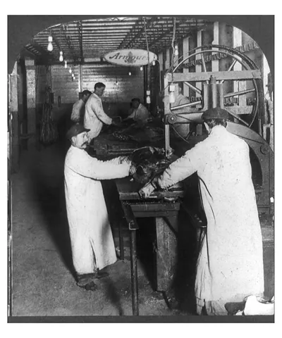 [Beef cutting machine, Armour's, Union Stock Yards, Chicago, U.S.A.]