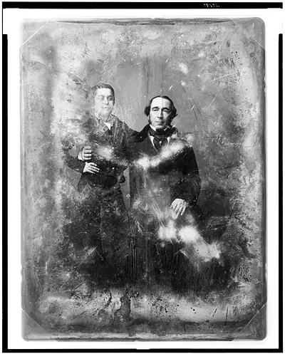 Two men posing in formal dress, daguerreotype portrait