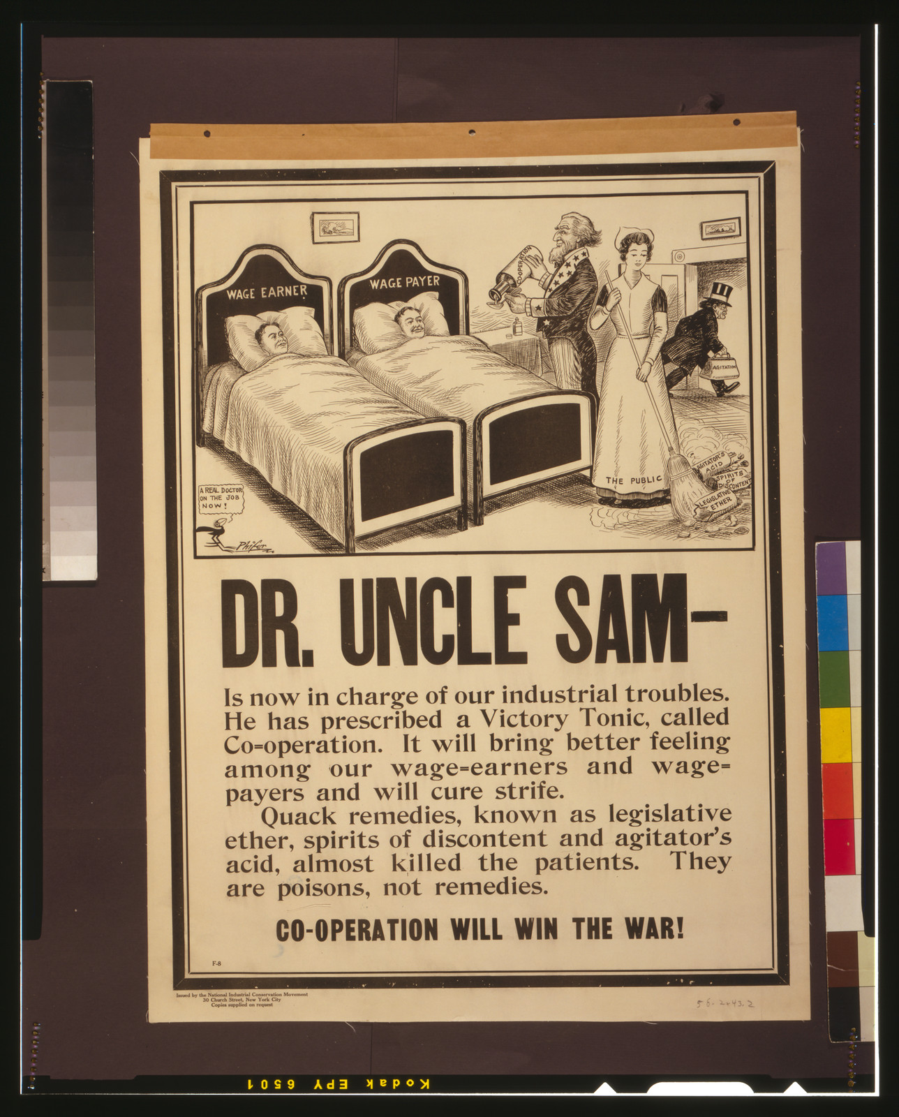 Dr Uncle Sam - is now in charge of our industrial troubles / Phifer., [1917] — vintage poster