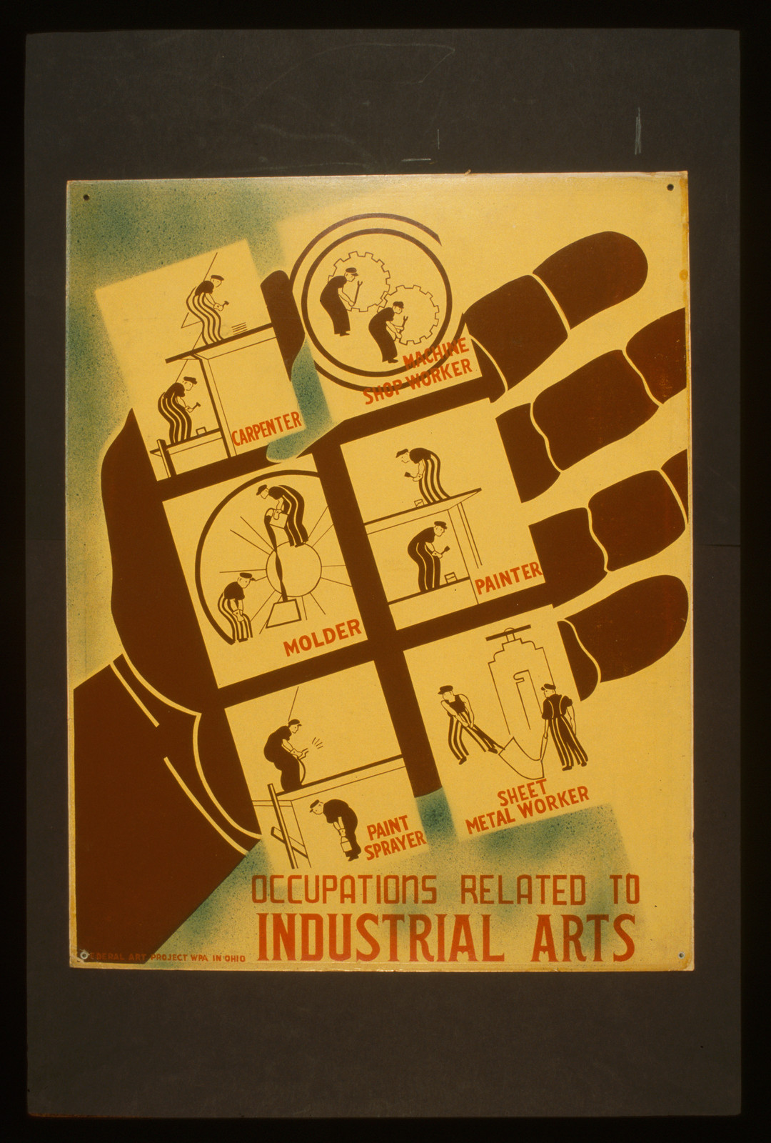 Occupations related to industrial arts, 1937 — vintage poster