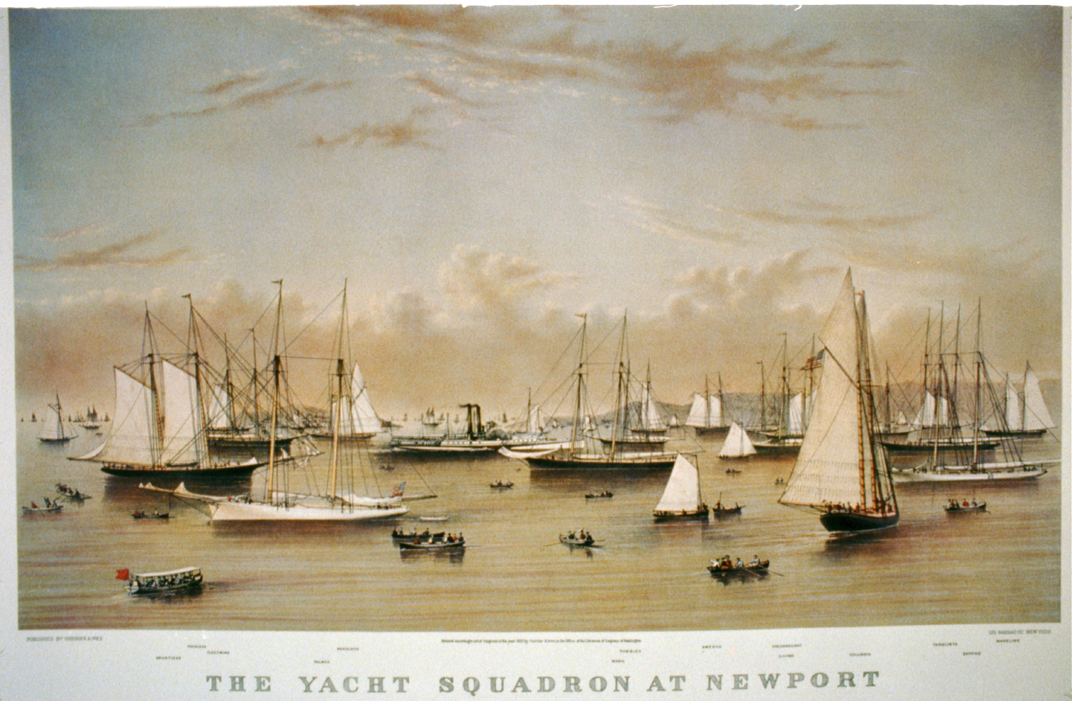 The yacht squadron at Newport — historic print