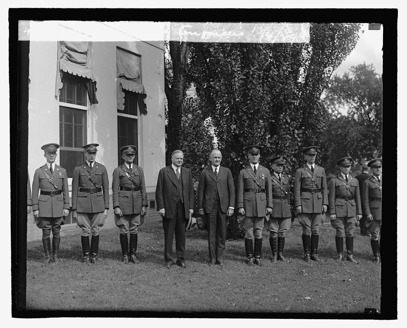 Hoover & Army engineers, 10/4/29, [19]29 October 4. — historic photograph