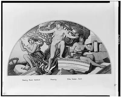 Reading room vestibule. Anarchy / Elihu Vedder, Rome, 1896.