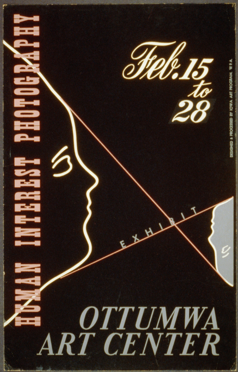 Human interest photography exhibit Ottumwa Art Center / designed & processed by Iowa, 1936 — historic photograph