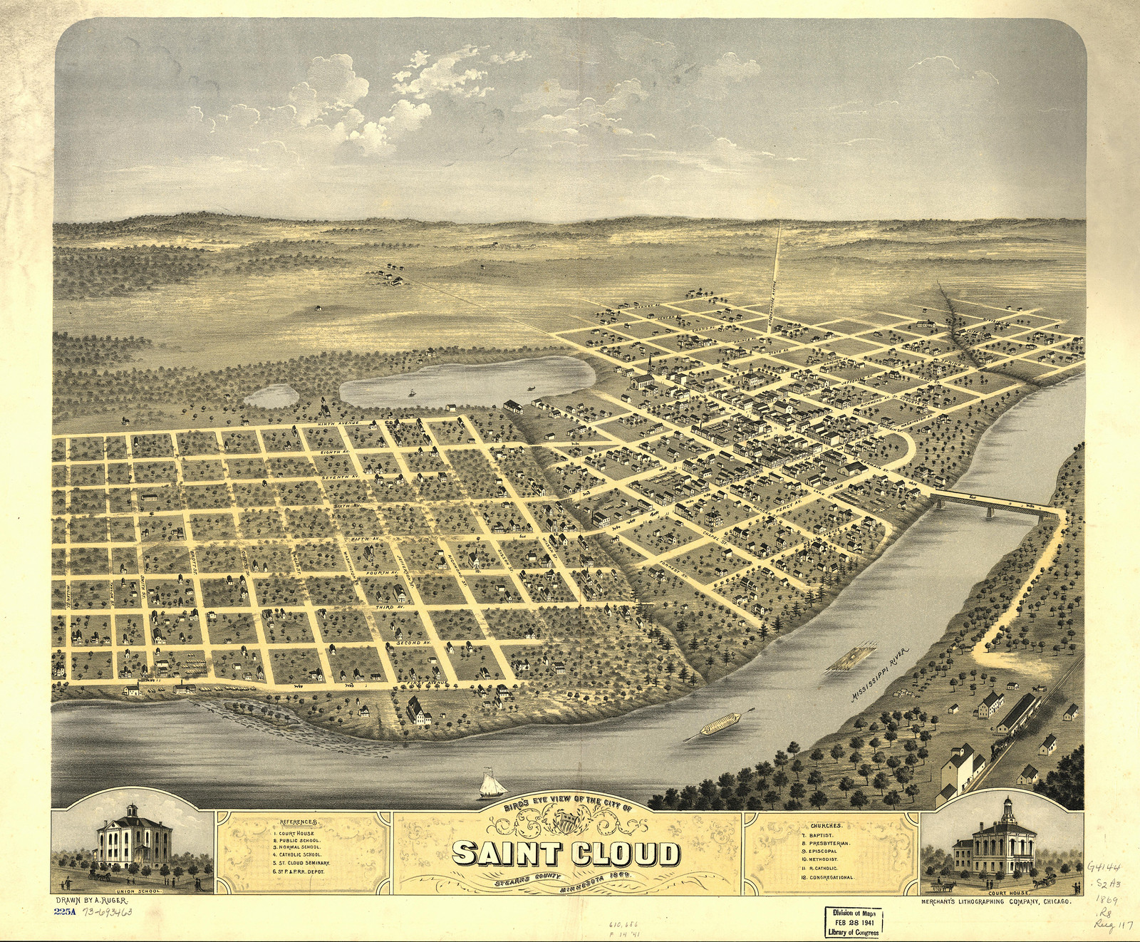 Saint Cloud, Minnesota, 1869, 1869 — antique map