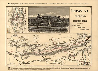 Map of the Valley of Virginia with Luray Inn view