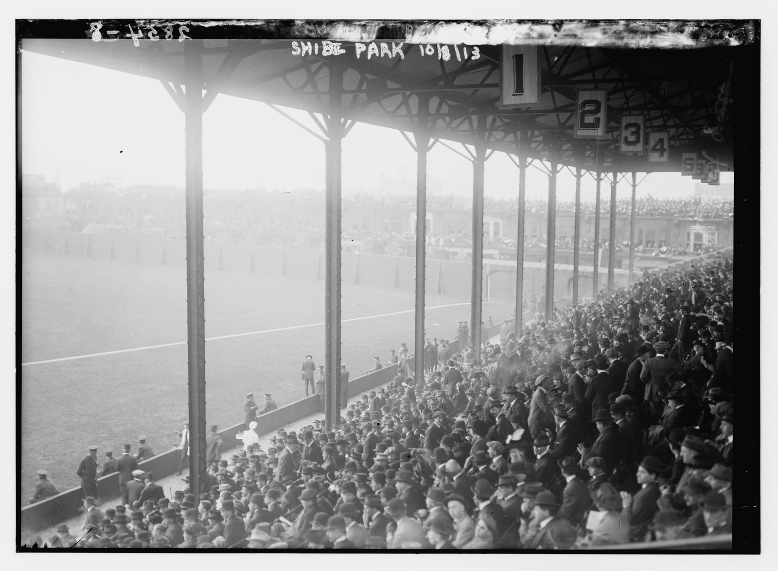 1st base grandstand at Shibe Park, Philadelphia, 1913 World Series (baseball), 1913 Oct. 8. — historic photograph
