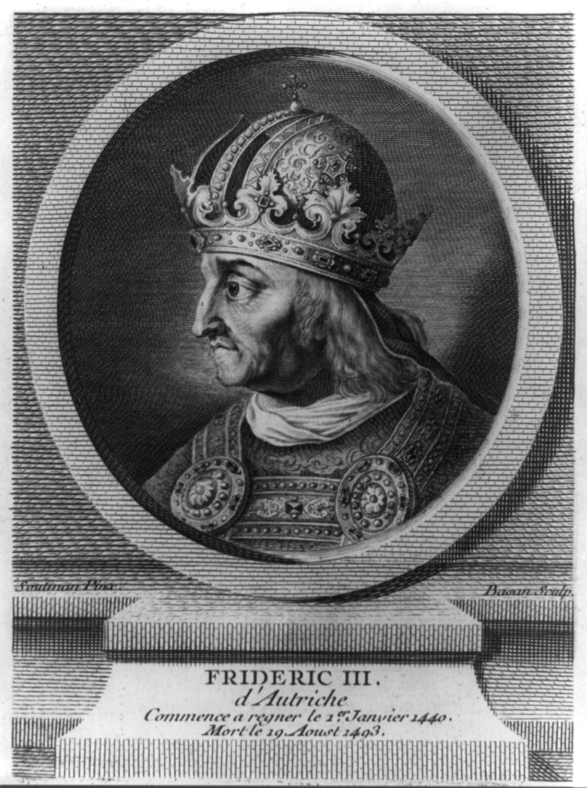 Friedrich III, Emperor of Germany, 1415-1493, [no date recorded on caption card] — antique engraving