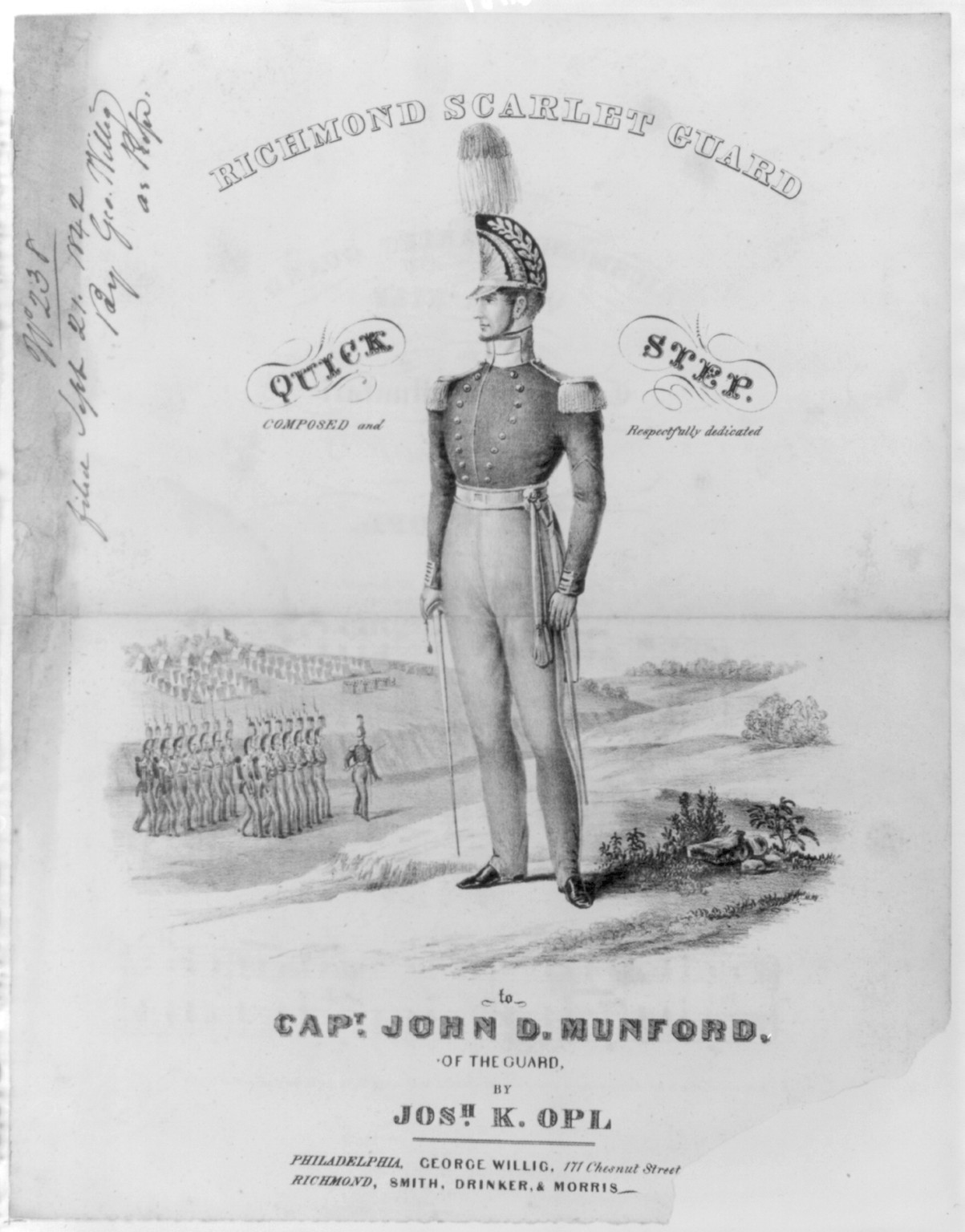 Richmond Scarlet Guard Quick Step...dedicated to Capt. John D. Munford, c1842. — antique lithograph