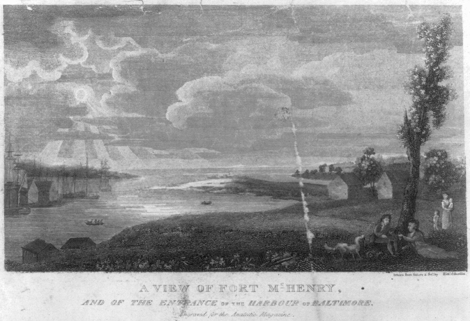 A View of Fort McHenry, and of the Entrance of the Harbour of Baltimore, [no date recorded on caption card] — antique engraving