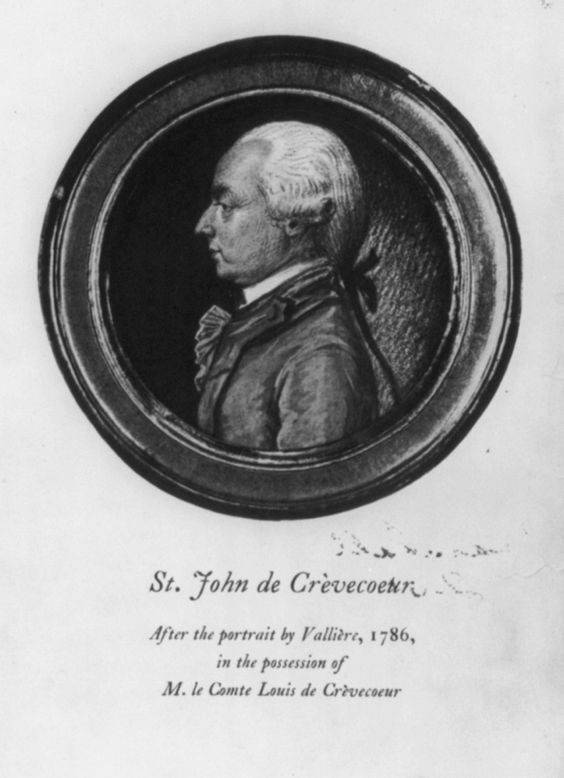 [Michel Guillaume St. Jean de Crèvecoeur, 1735-1813, bust portrait, left profile] — historic print