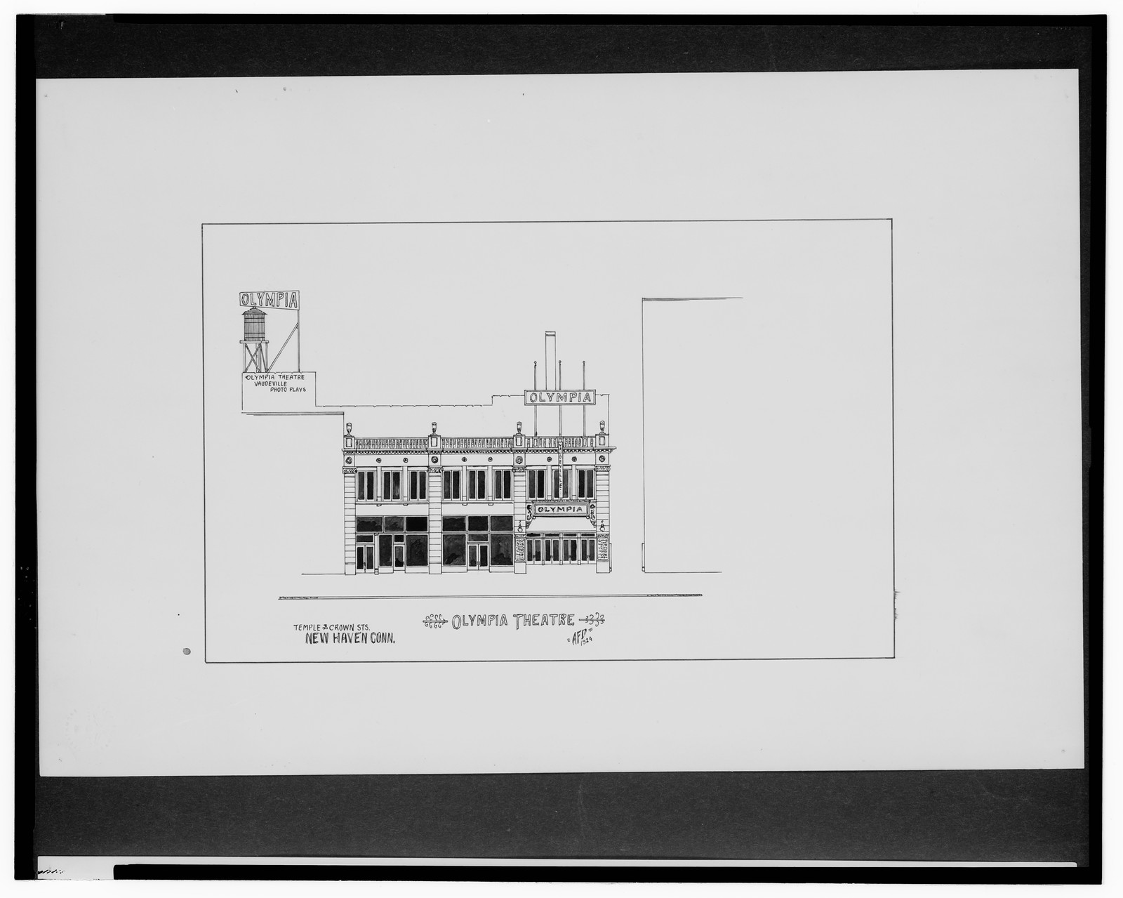[Olympia Theatre, Temple St. and Crown St., New Haven, Connecticut] / AFD 1924., And Engineering (ADE) Drawings — vintage poster
