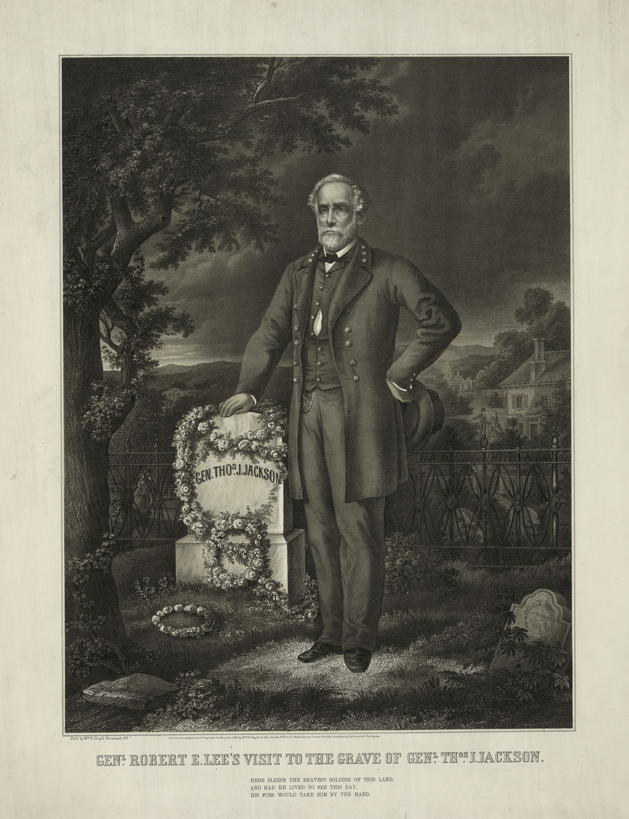 Genl. Robert E. Lee's visit to the grave of Genl. Thos. J. Jackson, c1869. — antique lithograph