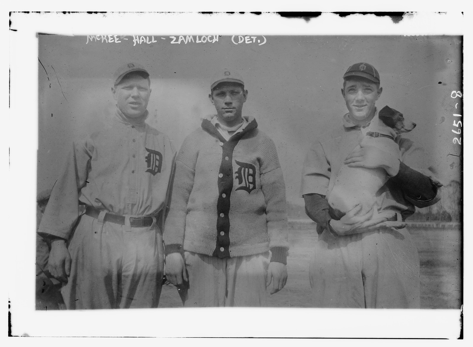 Red McKee, Marc Hall, Carl Zamloch, Detroit AL (baseball), 1913 Amr. 22. — historic photograph