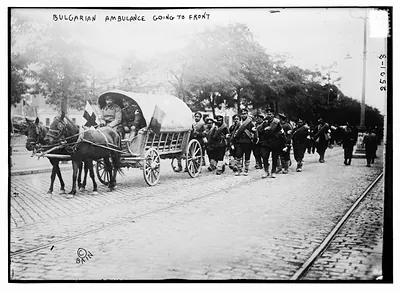 Bulgarian ambulance going to front