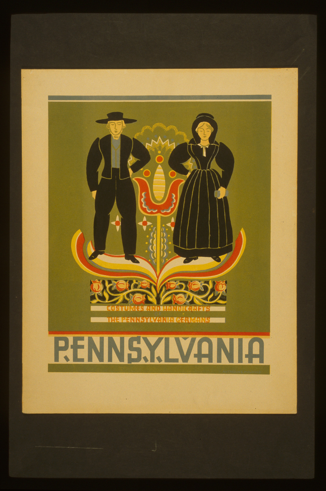 Pennsylvania Costumes and handicrafts the Pennsylvania Germans., 1936 — vintage poster