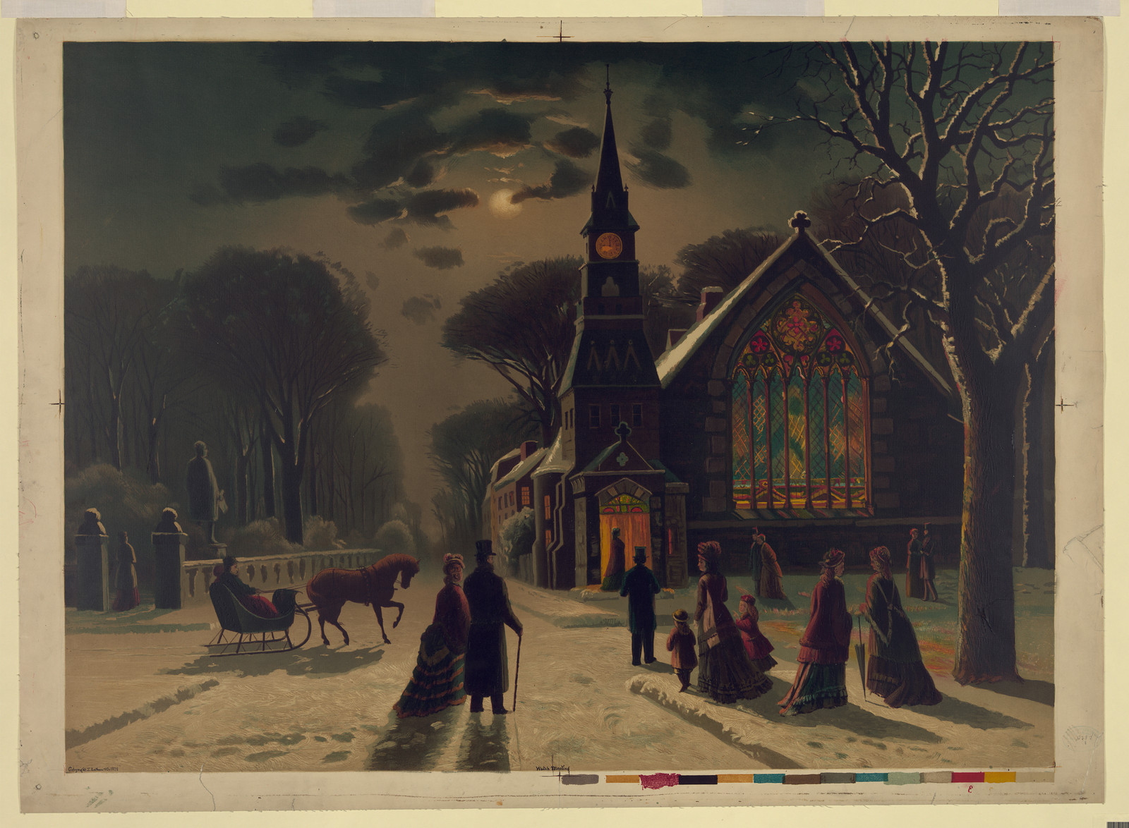 Watch meeting, J. Latham & Company, c1878. — antique lithograph