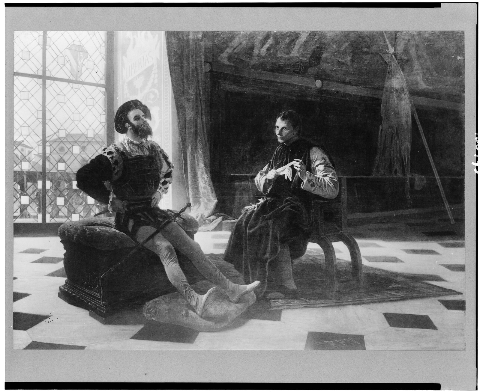 [Cesare Borgia seated with Machiavelli], c1898. — historic photograph