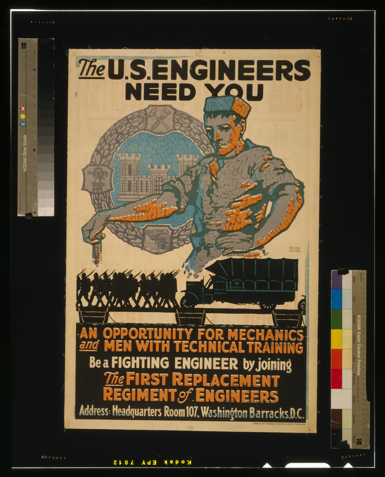 The U.S. Engineers need you / George Carlson., 1917 — vintage poster