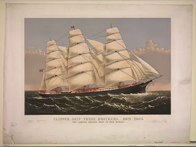 Clipper ship Three Brothers, 2972 tons: The largest sailing ship in the world