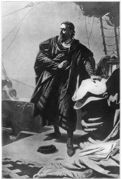 Columbus on the deck of the SANTA MARIA