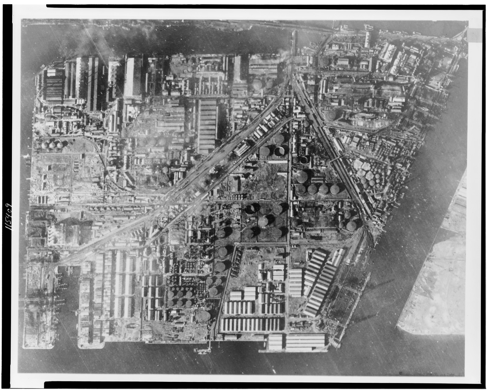 [Aerial view of Mitsubishi Oil Refinery, Japan, before bombing], [1945] — historic photograph