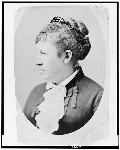 [Mrs. Ulysses S. Grant (Julia Dent Grant), head-and-shoulders portrait, facing left]