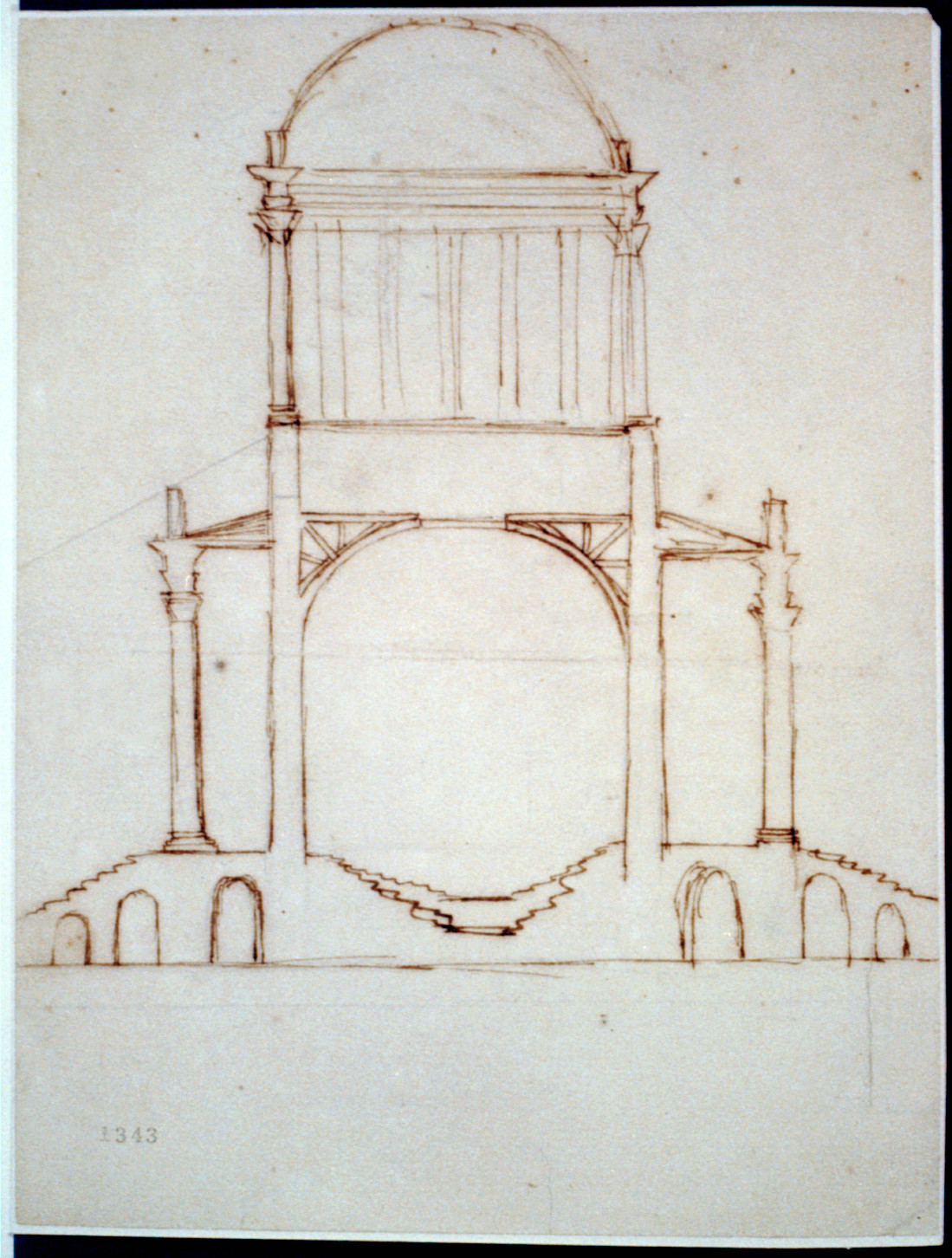 [Monuments, Washington, D.C. Sketch - section of circular structure], and Engineering (ADE) Drawings" (http://www.loc.gov/rr/print/res/103_ade.html)." — historic drawing