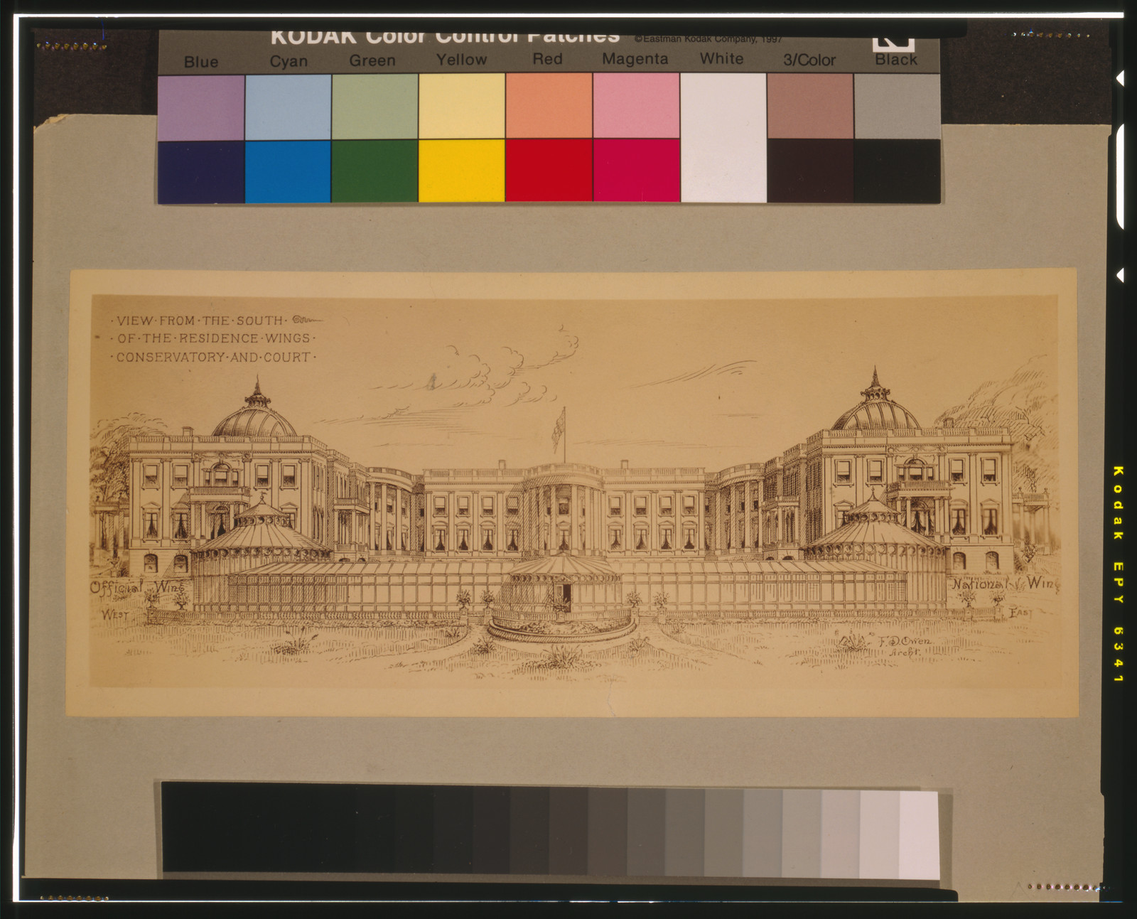 [Alterations to the Executive Mansion, for Mrs. Benjamin Harrison, Pennsylvania Avenue, N.W., Washington, D.C. View from the south, conservatory and court] / F.D. Owen, Archt., and Engineering (ADE) Drawings" (http://www.loc.gov/rr/print/res/103_ade.html)." — historic photograph