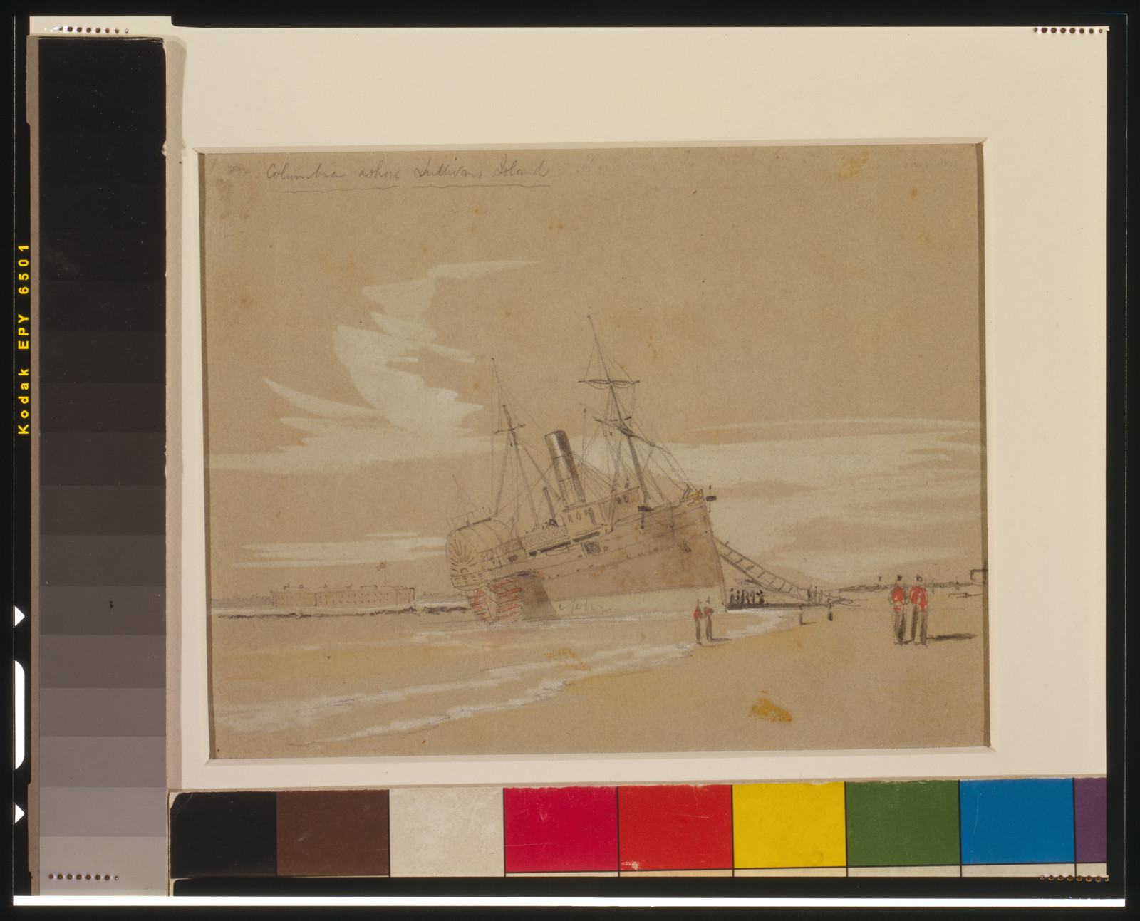Columbia ashore Sullivans Island, [1863 January 13] — historic drawing