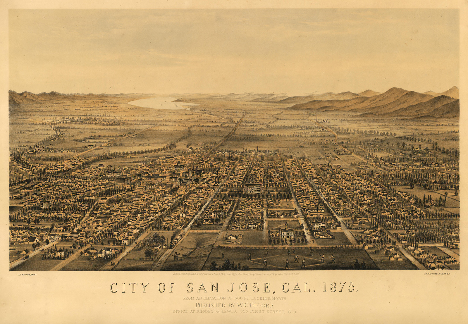 San Jose, California, 1875, 1875 — antique map