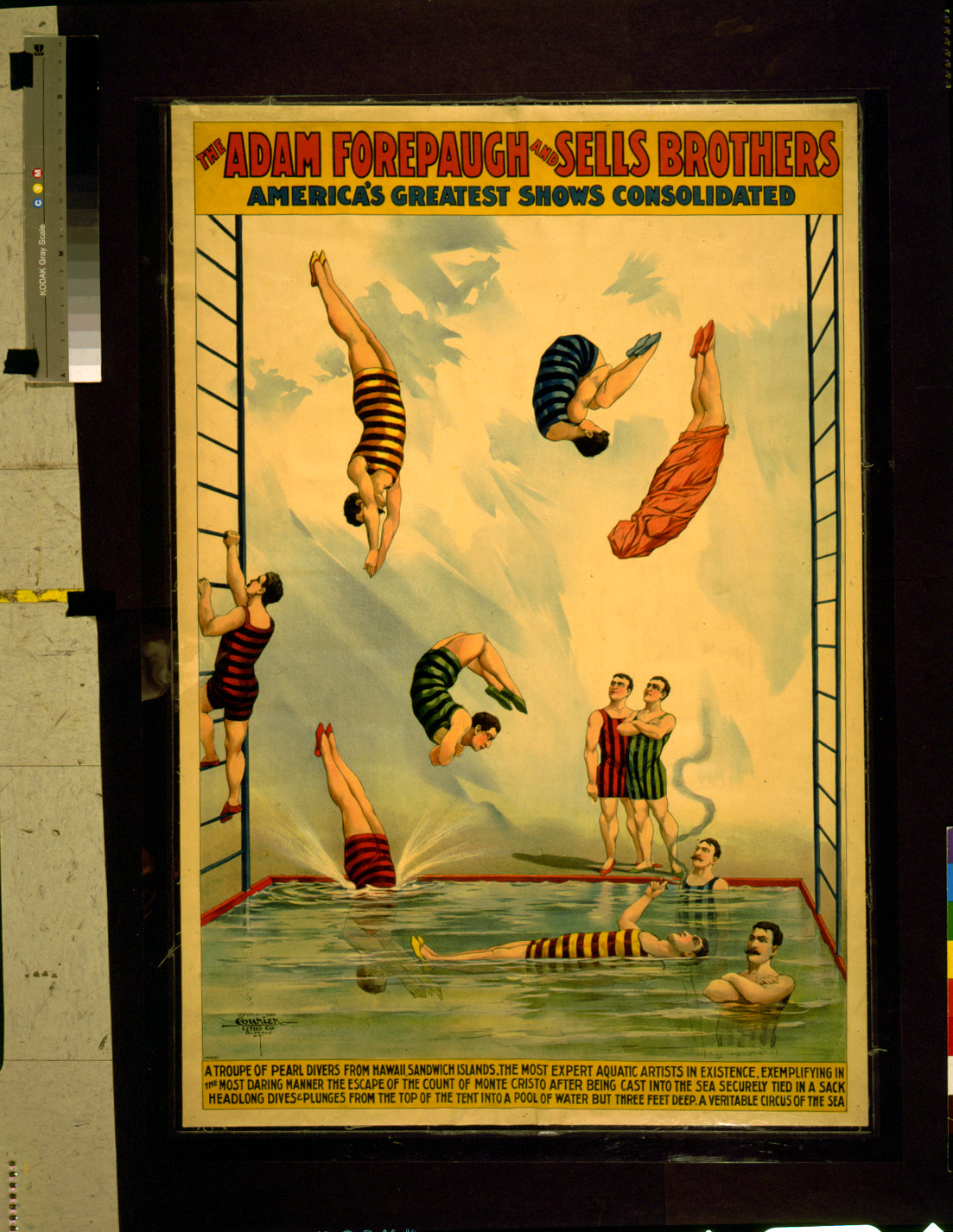 The Adam Forepaugh and Sells Brothers America's greatest shows consolidated--A troupe of pearl divers from Hawaii, Sandwich Islands ... A veritable circus of the sea, c1898. — vintage poster
