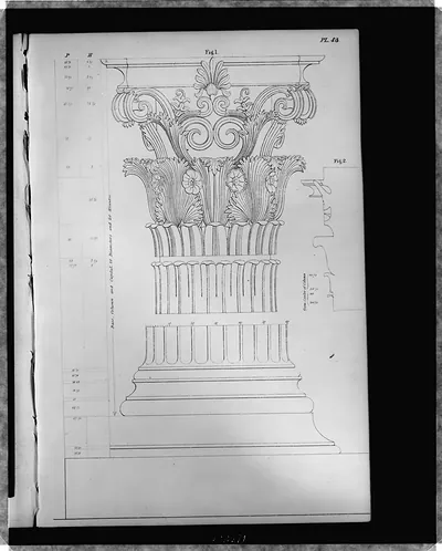 Corinthian column and capital From the monument of Lysicrates : Fig. 1, column, base, and capital.