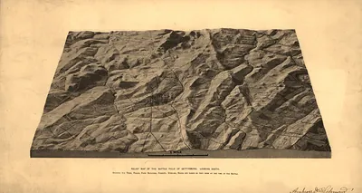 Relief map of the battle field of Gettysburg, looking south