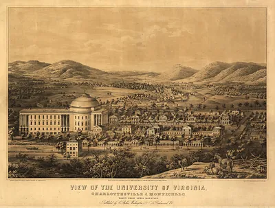 View of the University of Virginia, Charlottesville & Monticello, Taken from Lewis Mountain
