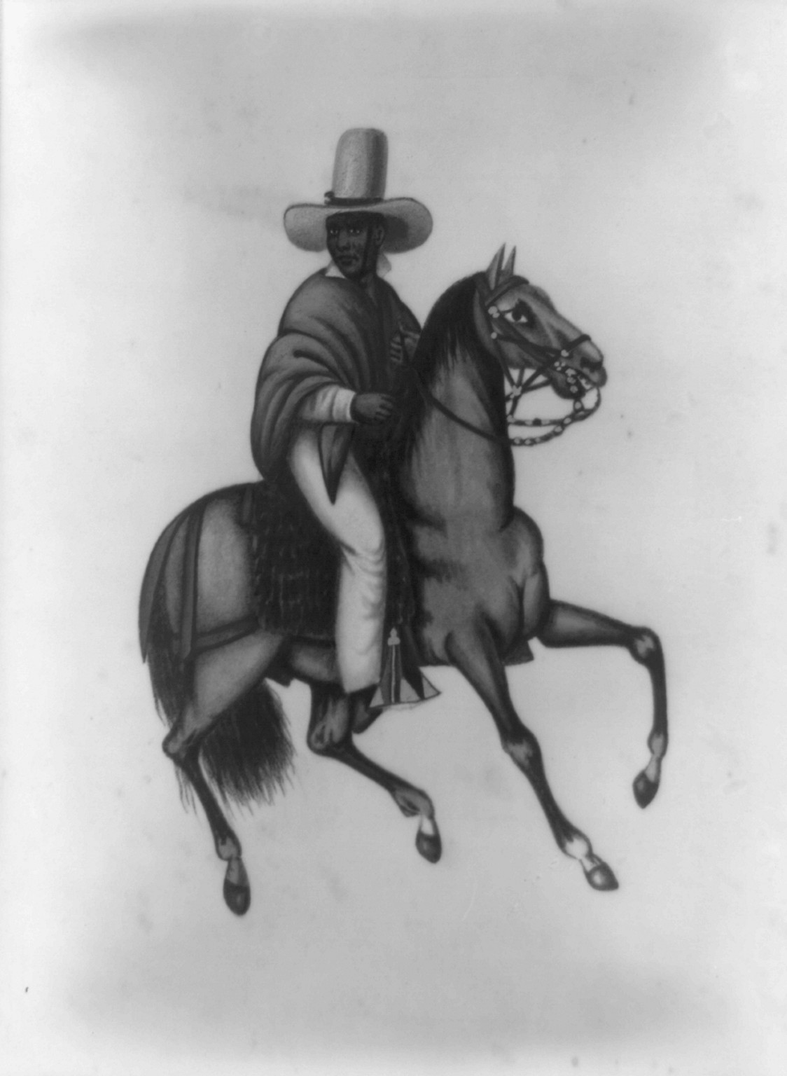 [Man on horseback, Peru], [between 1830 and 1840] — historic drawing